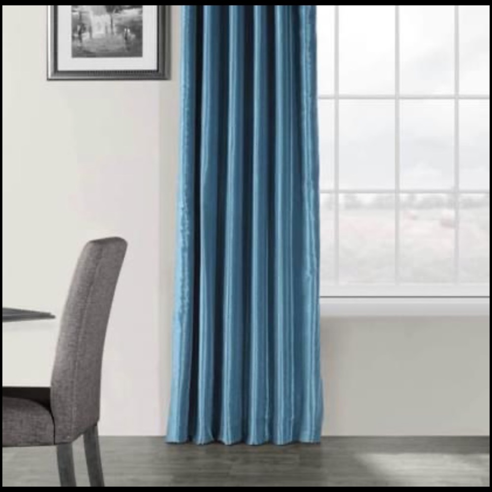 50x108 Nassau Blue faux dupioni silk curtain panels